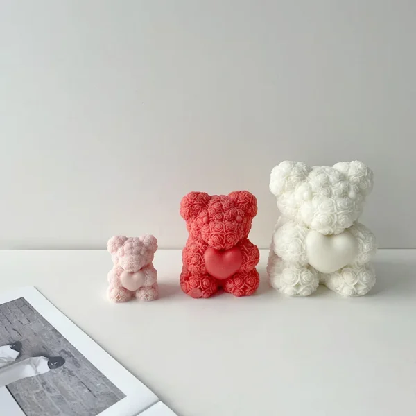 Soap Making Kits: 3D Rose Bear Silicone Mold - Image 2