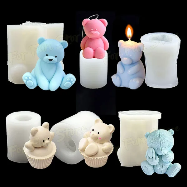 Soap Making Kits - 3D Bear Silicone Mold for Candles - Image 2