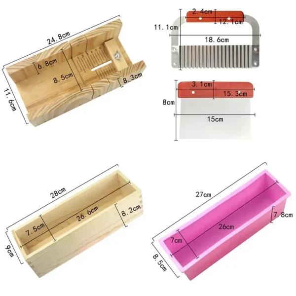 Soap Making Kits: Wood Box, Silicone Mold & Blades - Image 2