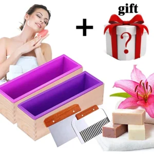 Soap Making Kits, Silicone Molds Kit With Wood Box Cutter