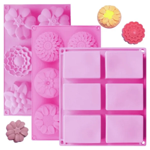 Soap Making Kits: 6-Grid Floral Silicone Mold for DIY