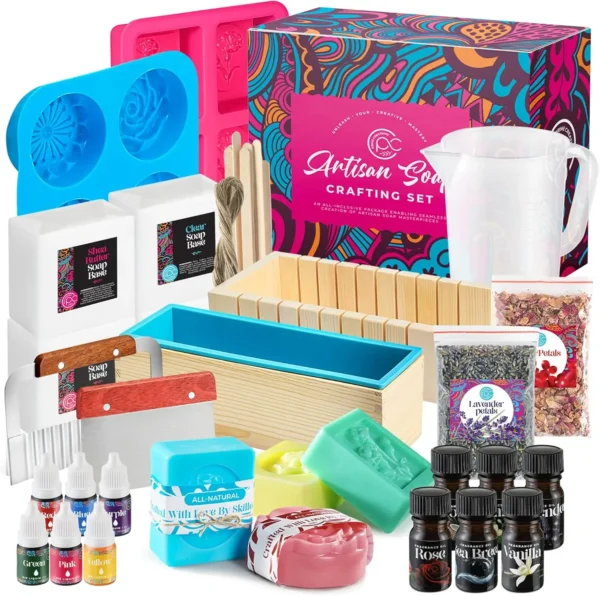 Soap Making Kit With Melt & Pour Base, Molds, Fragrances Included