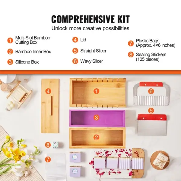 VEVOR Soap Making Kit With Bamboo Box, Silicone Mold, Cutters - Image 3