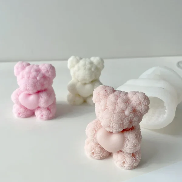 Soap Making Kits: 3D Rose Bear Silicone Mold - Image 5