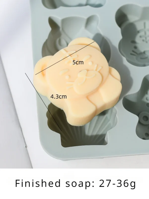 Soap Making Kits, 6 Holes Cute Animals Silicone Mold - Image 2