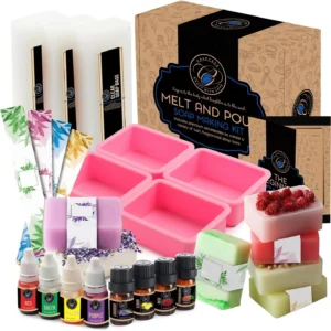 CraftZee Soap Making Kit - Glycerin Soap Base, Silicone Molds, Supplies Included