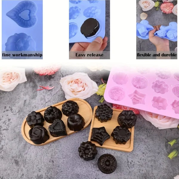 Soap Making Kits - Silicone Flower Molds for Bath Bombs - Image 4