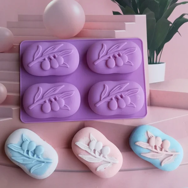 Soap Making Kits 4 Cavities Oval Olive Tree Mold - Image 3
