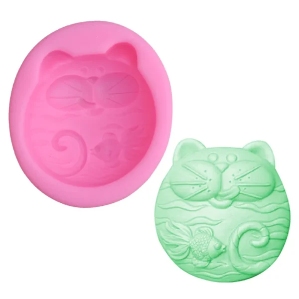 Soap Making Kits - Goldfish Cartoon Cat Silicone Mold - Image 2
