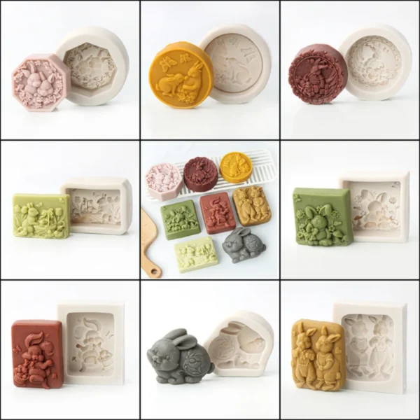 Soap Making Kits: Bunny Flower Resin Candle Mould - Image 6